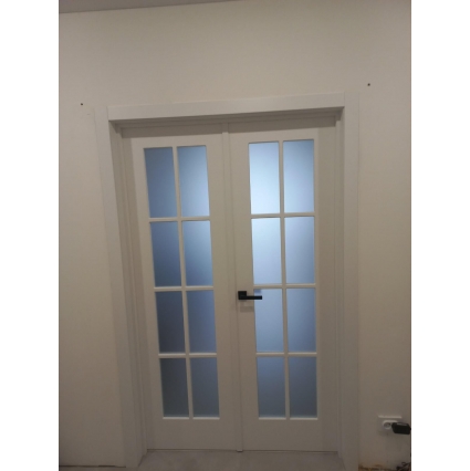 Дверь межкомнатная Эмаль Перфето-6 Белый Матовое стекло (Глубокая фрезеровка)